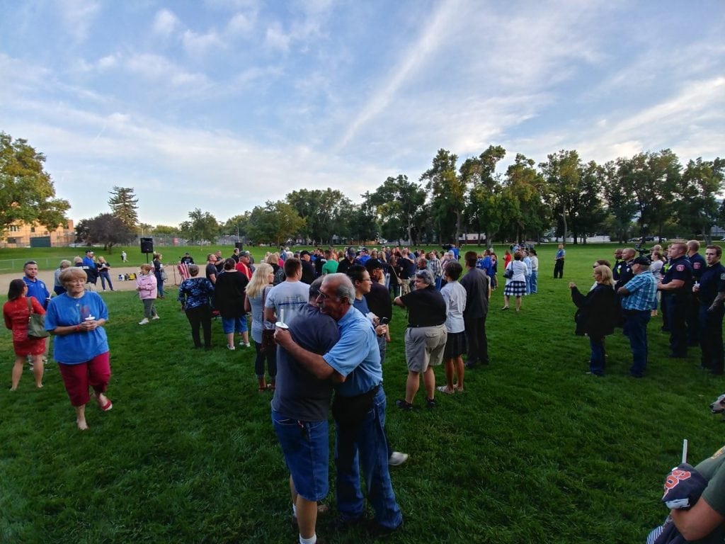 Hundreds of people met in Boulder Park to say prayers and show their support for Colorado Springs Police Officer Cem Duzel on Friday, August 3, 2018. Duzel was shot in the line of duty on August 2, 2018.