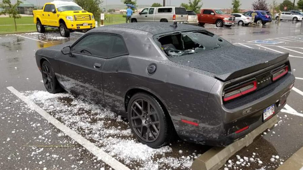 Challenger damaged by hail