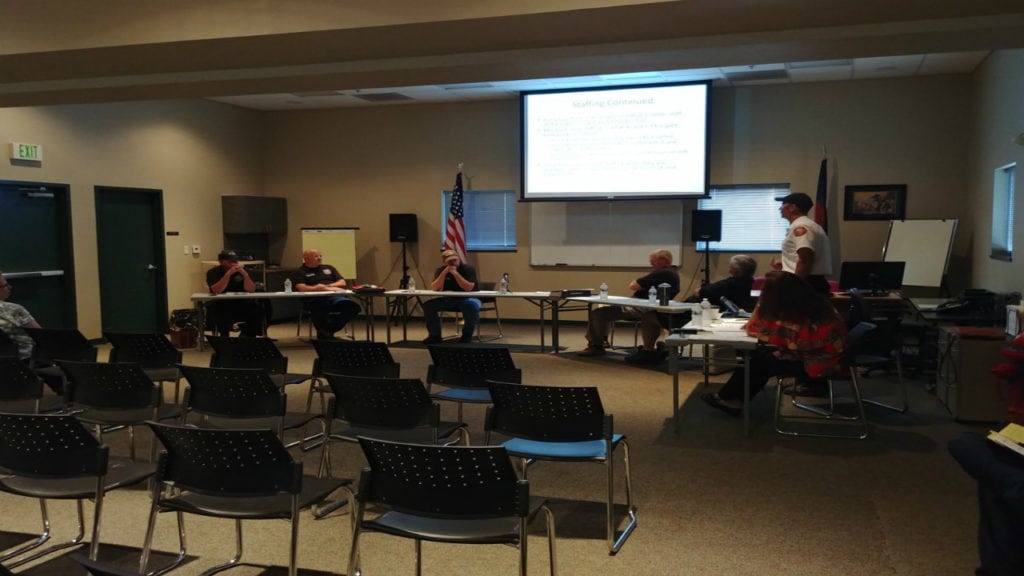 The Black Forest Fire Rescue Board of Directors hosts a meeting on August 15, 2018, detailing the fire district's mill levy proposal.