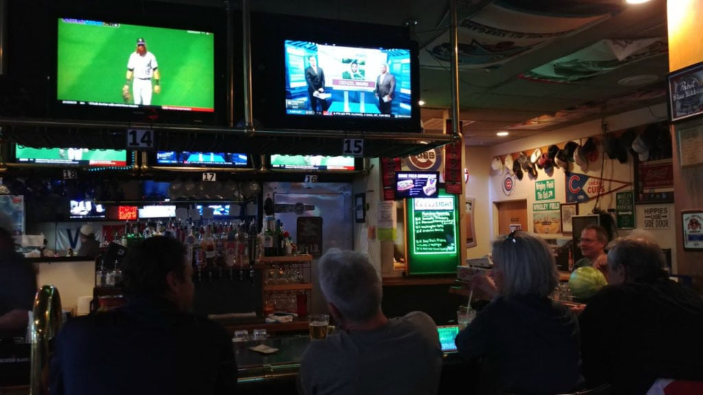 Rockies and Broncos fill Overtime Sports Bar and Grill on Oct. 1, 2018. The Rockies played in a one-game division championship game, while the Broncos hosted the Chiefs on Monday Night Football. Sports bars made weekend-like profits Monday.