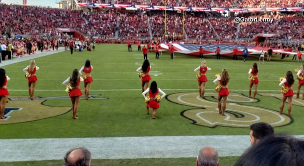 49ers-cheerleader-takes-a-knee