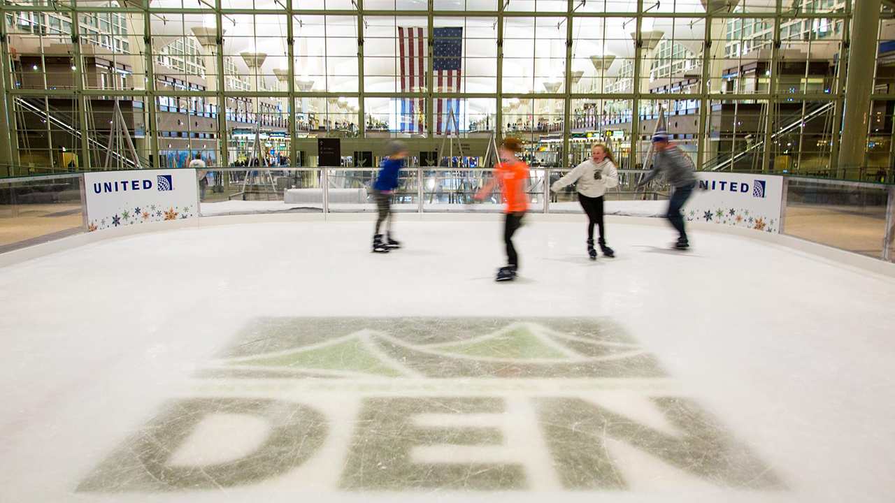 Denver International Airport opens free ice skating rink