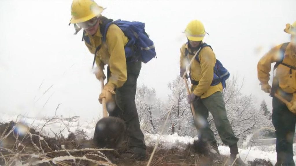 A handful of new firefighters hone their skills at the Colorado Wildland Fire and Incident Management Academy in Colorado Springs on Jan. 11, 2019.