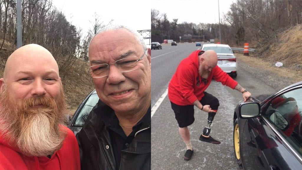 Colin Powell flat tire