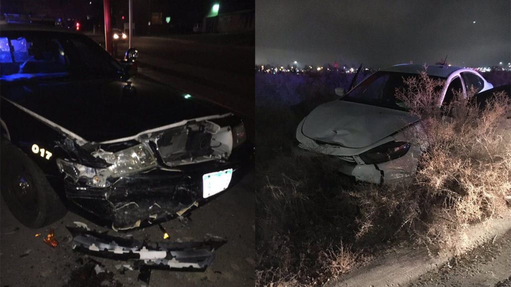 Search underway for suspect in Pueblo after crash involving police car