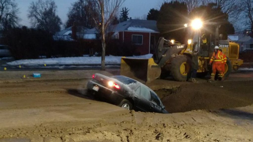 Car in hole